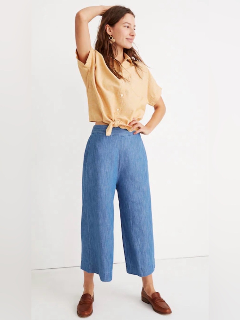 Madewell Chambray Huston Pull-On Crop Pants